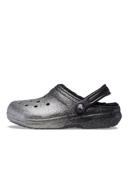CLASSIC GLITTER LINED CLOG Gepolsterter Sabot schwarz/silber - Damenschuhe