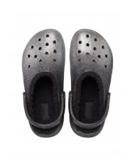 CROCS CLASSIC GLITTER LINED CLOG Gepolsterter Sabot schwarz/silber - Damenschuhe - 4