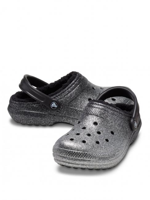 CLASSIC GLITTER LINED CLOG Gepolsterter Sabot schwarz/silber - Damenschuhe