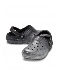 CROCS CLASSIC GLITTER LINED CLOG Gepolsterter Sabot schwarz/silber - Damenschuhe - 6