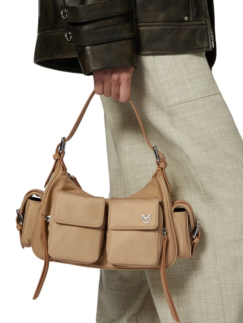 CARGO Umhängetasche mit Taschen beige-rauchgrau-nickel glänzend - Damentaschen