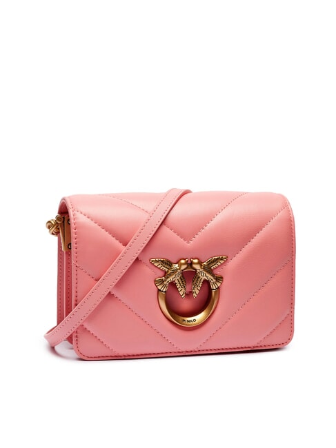 LOVE CLICK Mini-Tasche aus gestepptem Leder Pfirsichblüte-Antikgold - Damentaschen