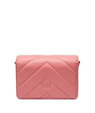 PINKO LOVE CLICK Mini-Tasche aus gestepptem Leder Pfirsichblüte-Antikgold - Damentaschen - 3