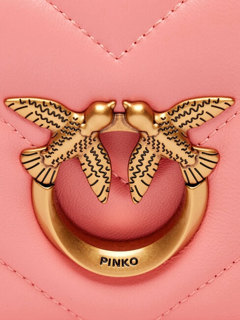 LOVE CLICK Mini-Tasche aus gestepptem Leder Pfirsichblüte-Antikgold - Damentaschen