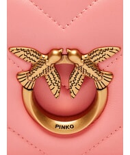PINKO LOVE CLICK Mini-Tasche aus gestepptem Leder Pfirsichblüte-Antikgold - Damentaschen - 4