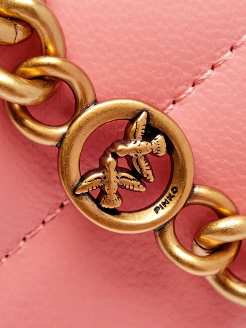 LOVE CLICK Mini-Tasche aus gestepptem Leder Pfirsichblüte-Antikgold - Damentaschen