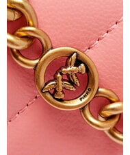 PINKO LOVE CLICK Mini-Tasche aus gestepptem Leder Pfirsichblüte-Antikgold - Damentaschen - 5