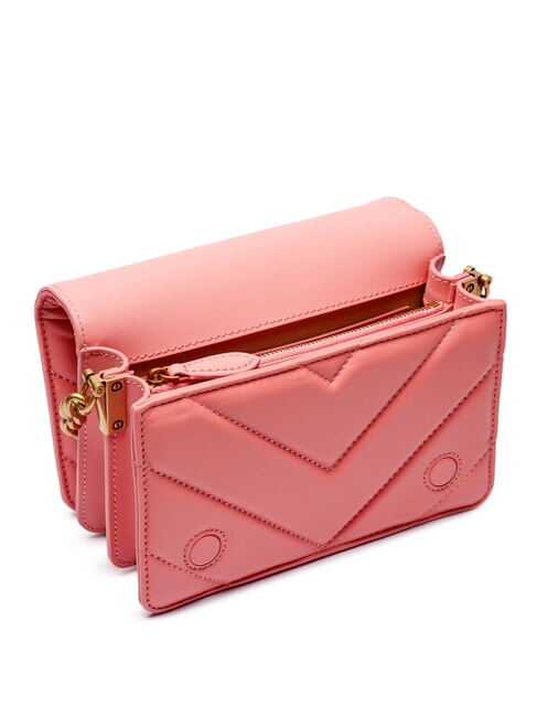 LOVE CLICK Mini-Tasche aus gestepptem Leder Pfirsichblüte-Antikgold - Damentaschen