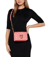 PINKO LOVE CLICK Mini-Tasche aus gestepptem Leder Pfirsichblüte-Antikgold - Damentaschen - 7