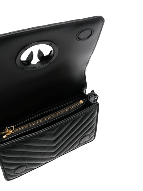 LOVE CLICK CHEVRON Mini-Schultertasche aus Leder schwarze Limousinenblockfarbe - Damentaschen