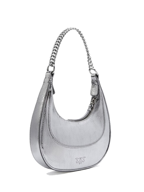 BRIOCHE Schultertasche aus Metallic-Leder glänzendes Silber-Nickel - Damentaschen