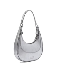 PINKO BRIOCHE Schultertasche aus Metallic-Leder glänzendes Silber-Nickel - Damentaschen - 2