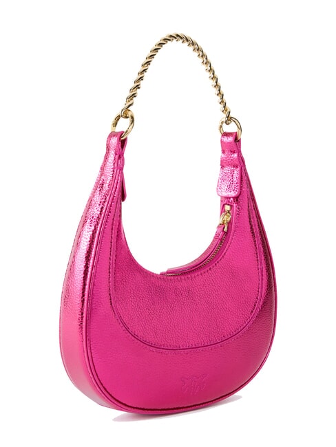 BRIOCHE Schultertasche aus Metallic-Leder metallisches Fuchsia-Gold - Damentaschen