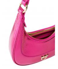 PINKO BRIOCHE Schultertasche aus Metallic-Leder metallisches Fuchsia-Gold - Damentaschen - 3