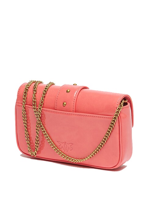 LOVE ONE Mini-Umhängetasche mit Glänzendem Finish Pfirsichblüte-Antikgold - Damentaschen