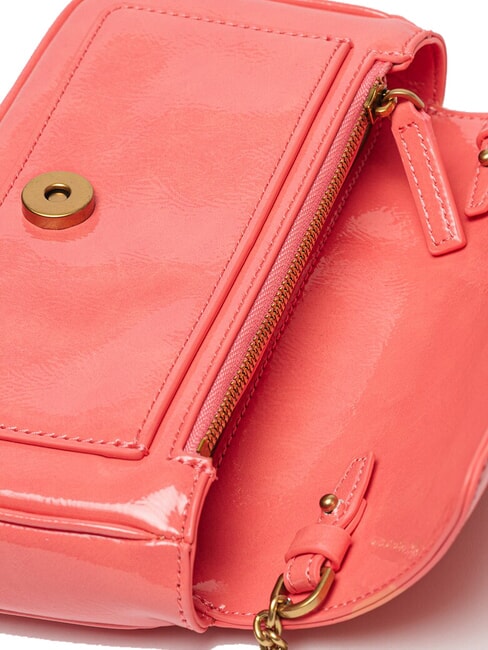 LOVE ONE Mini-Umhängetasche mit Glänzendem Finish Pfirsichblüte-Antikgold - Damentaschen