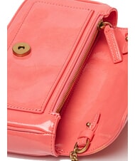 PINKO LOVE ONE Mini-Umhängetasche mit Glänzendem Finish Pfirsichblüte-Antikgold - Damentaschen - 4