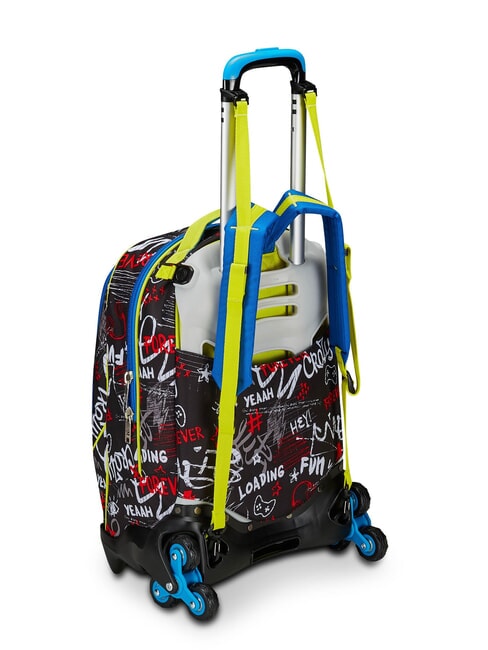 GANG BORN TO FUN BOY  Abnehmbarer Trolley-Rucksack, 3 Räder Schwarz - Rucksäcke mit Trolleyfunktion