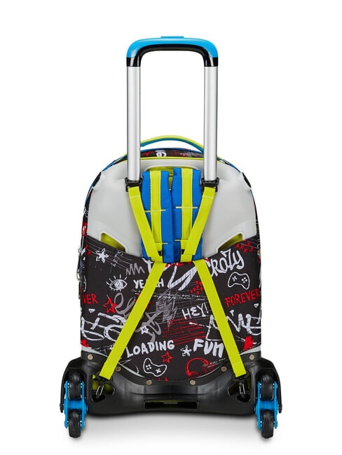 GANG BORN TO FUN BOY  Abnehmbarer Trolley-Rucksack, 3 Räder Schwarz - Rucksäcke mit Trolleyfunktion