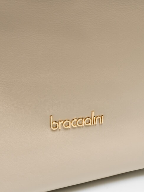 NORA Einkaufstasche aus Leder mit Schnallen Beige - Damentaschen