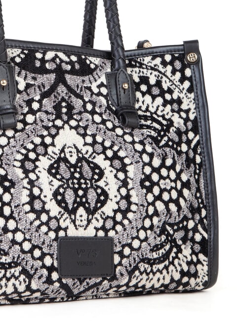 AMELIA Einkaufstasche aus Jacquard-Stoff schwarz/mehrfarbig - Damentaschen