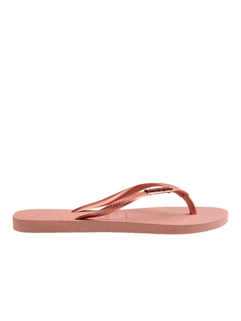 SLIM LOGO Flip Flops Krokusrose/goldenes Rouge - Damenschuhe
