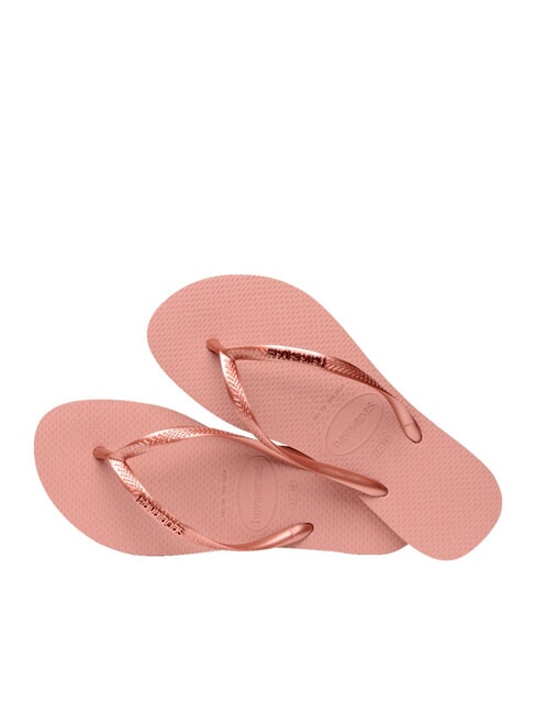 SLIM LOGO Flip Flops Krokusrose/goldenes Rouge - Damenschuhe