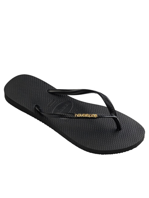 SLIM LOGO Flip Flops schwarzes Gold - Damenschuhe