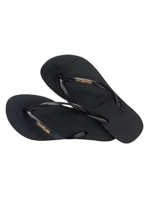 SLIM LOGO Flip Flops schwarzes Gold - Damenschuhe