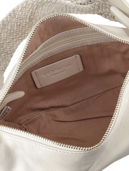 BEATRICE Ledertasche mit geflochtenem Griff Weißes Elfenbein - Damentaschen