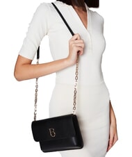 TOSCA BLU BIANCA Leder-Umhängetasche mit Kette Schwarz - Damentaschen - 4