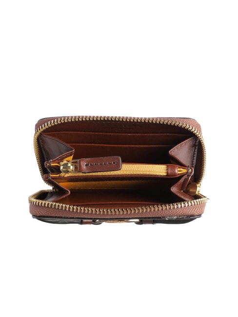 AMELIA Mini-Geldb&ouml;rse aus Leder mit Rundum-Rei&szlig;verschluss BRAUN - Brieftaschen Damen