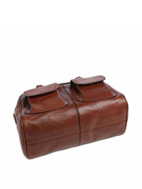 FLORA Umhängetasche aus Leder mit Taschen BRAUN - Damentaschen