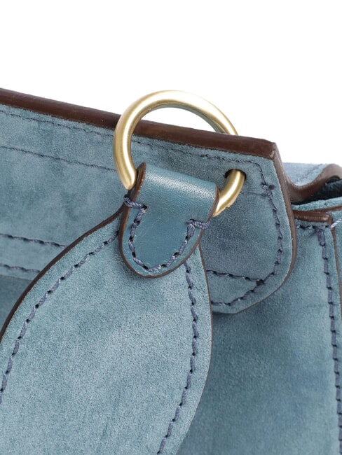 ERICA Umhängetasche aus Leder mit Fransen Himmel mit Gold - Damentaschen