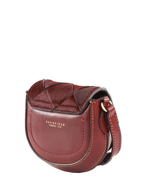 BETTINA Ledertasche mit Ponyfell-Effekt Chianti / Bordeaux / Gold - Damentaschen