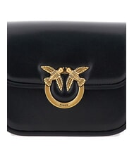 PINKO LOVE BOX Mini-Tasche aus Nappaleder mit Überschlag schwarz-antikgold - Damentaschen - 4