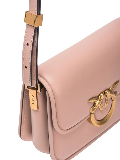 LOVE BOX Mini-Tasche aus Nappaleder mit Überschlag Puder-Antikgold - Damentaschen