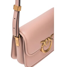 PINKO LOVE BOX Mini-Tasche aus Nappaleder mit Überschlag Puder-Antikgold - Damentaschen - 3