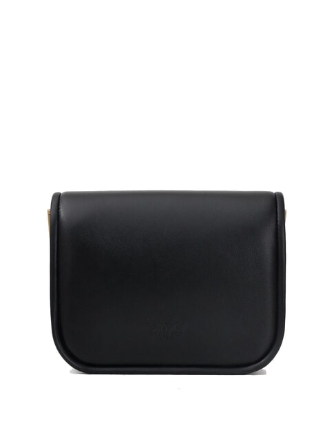 LOVE BOX Mini-Tasche aus Nappaleder mit Überschlag schwarz-antikgold - Damentaschen