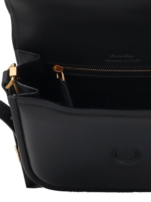 LOVE BOX Mini-Tasche aus Nappaleder mit Überschlag schwarz-antikgold - Damentaschen