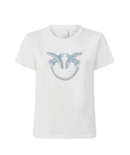 PINKO QUENTIN T-Shirt mit Schmuckstein-Applikation weiß-schneeweiß - T-Shirts und Tops für Damen - 4