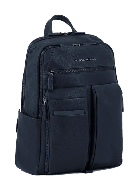 PAAVO Laptop-Rucksack 14", aus Leder Blau - PC-Rucksäcke