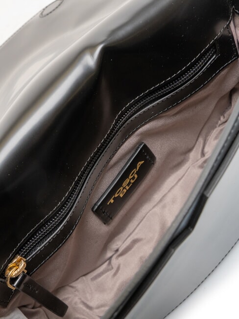 KORA Ledertasche mit Überschlag Schwarz - Damentaschen