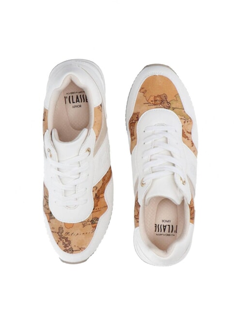 GEO JR Plateau-Sneaker mit seitlichem Logo Weiß / Geo-Beige - Damenschuhe