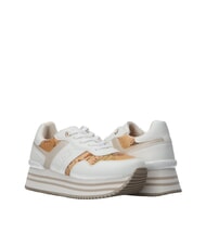 ALVIERO MARTINI PRIMA CLASSE GEO JR Plateau-Sneaker mit seitlichem Logo Weiß / Geo-Beige - Damenschuhe - 5