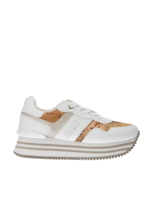 GEO JR Plateau-Sneaker mit seitlichem Logo Weiß / Geo-Beige - Damenschuhe