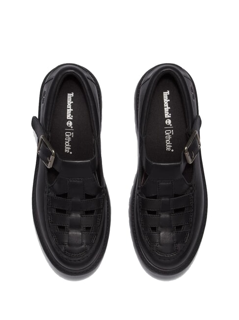 STONE STREET BUCKLE Plateauschuh aus Leder schwarzes Vollkorn - Damenschuhe