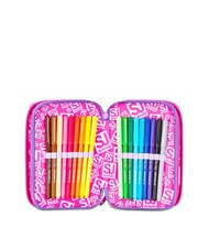 SJGANG TINYPATCH GIRL Federm&auml;ppchen mit 3 Rei&szlig;verschl&uuml;ssen, komplett mit Schulset SCHWARZ GESTREIFTER WALD - Etuis und Zubeh&ouml;r - 4