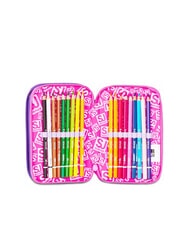 SJGANG TINYPATCH GIRL Federm&auml;ppchen mit 3 Rei&szlig;verschl&uuml;ssen, komplett mit Schulset SCHWARZ GESTREIFTER WALD - Etuis und Zubeh&ouml;r - 5