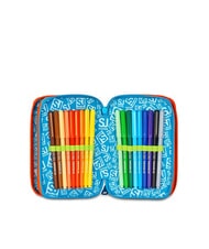 SJGANG TINYPATCH BOY Federm&auml;ppchen mit 3 Rei&szlig;verschl&uuml;ssen, komplett mit Schulset leuchtendes T&uuml;rkis - Etuis und Zubeh&ouml;r - 4